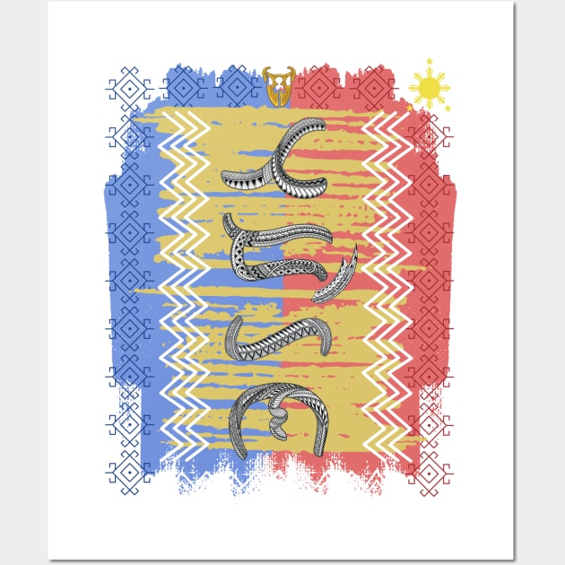 Philippine Flag / Baybayin word Tadhana (Destiny) Wall Art by Pirma Pinas